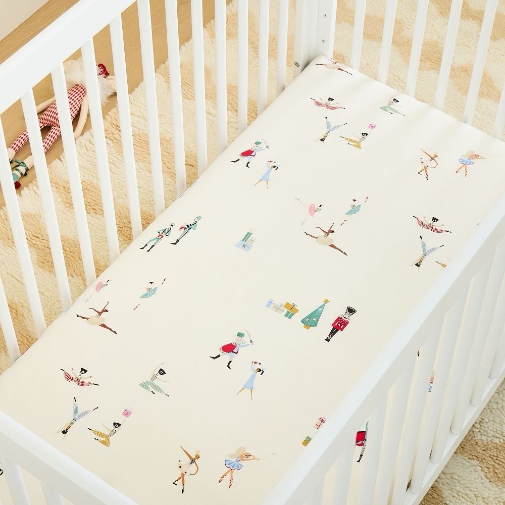 West Elm Nutcracker crib sheet collection baby girl boy Christmas ballet unisex